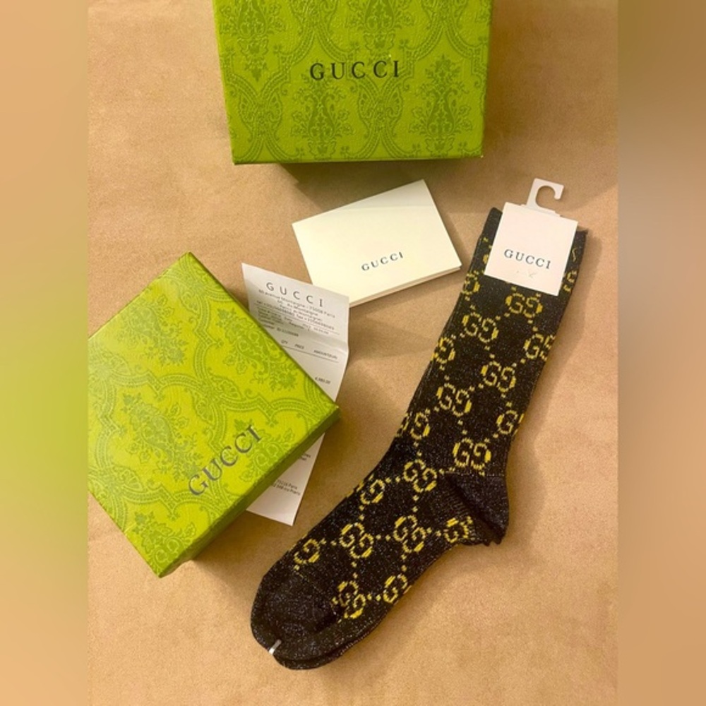 Gucci Black and Gold Socks - Picture 1 of 2